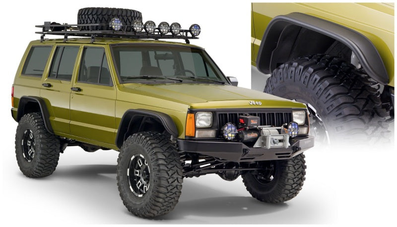 Bushwacker Fender Flares Bushwacker 84-01 Jeep Cherokee Flat Style Flares 4pc - Black