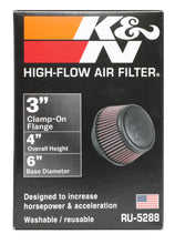 Load image into Gallery viewer, K&amp;N Engineering Air Filters - Universal Fit K&amp;N Universal Round Clamp-On Air Filter 3in Flange ID x 6in Base OD x 4.625in Top OD x 3in Height