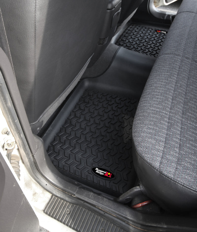 Rugged Ridge Floor Mats - Rubber Rugged Ridge Floor Liner Rear Black 1984-2001 Jeep Cherokee XJ