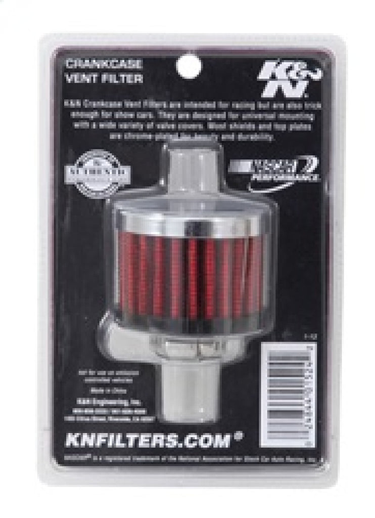 K&N Engineering Air Filters - Universal Fit K&N Clamp On Rubber Base Crankcase Vent Filter 0.5in Flange ID 2in OD 1.5in Height