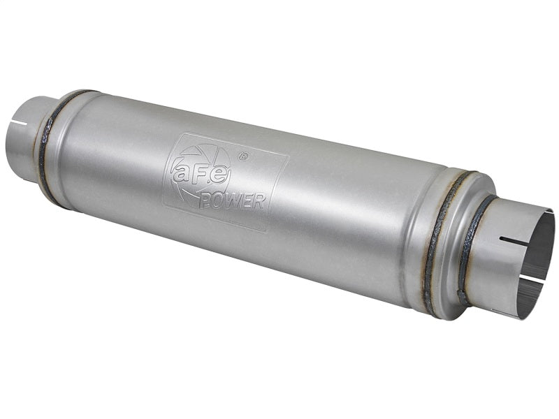 aFe Muffler aFe ATLAS Aluminized Steel Muffler 5in Center/Center 24in L x 7in Diameter - Round Body