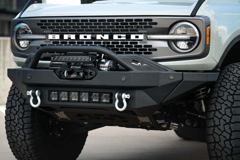 DV8 Offroad Bumpers - Steel DV8 Offroad 2021+ Ford Bronco Modular Front Bumper Winch Capable w/ Auxiliary Light Mounts