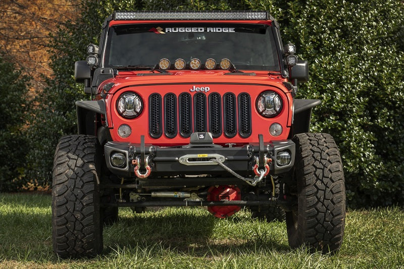 Rugged Ridge Bumpers - Steel Rugged Ridge 07-18 Jeep Wrangler JK Arcus Front Bumper Set w/Tray & Hooks