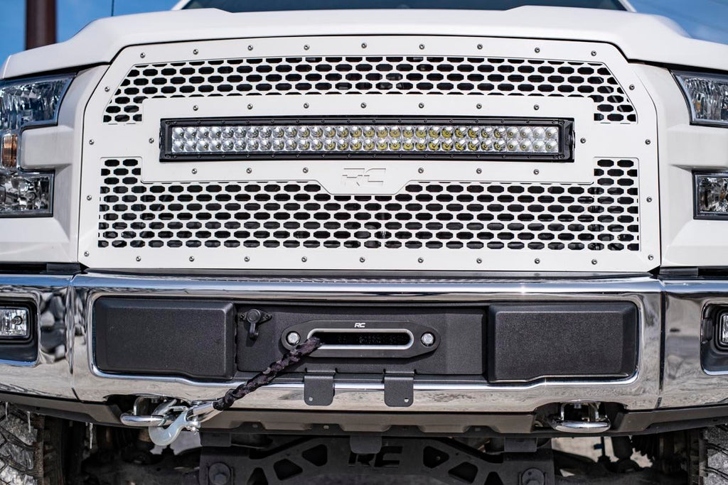 Rough Country Winch Mount Plate Ford Hidden Winch Mounting Plate 15-20 F-150 V8 Rough Country - 51007