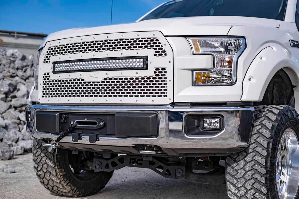 Rough Country Winch Mount Plate Ford Hidden Winch Mounting Plate 15-20 F-150 V8 Rough Country - 51007