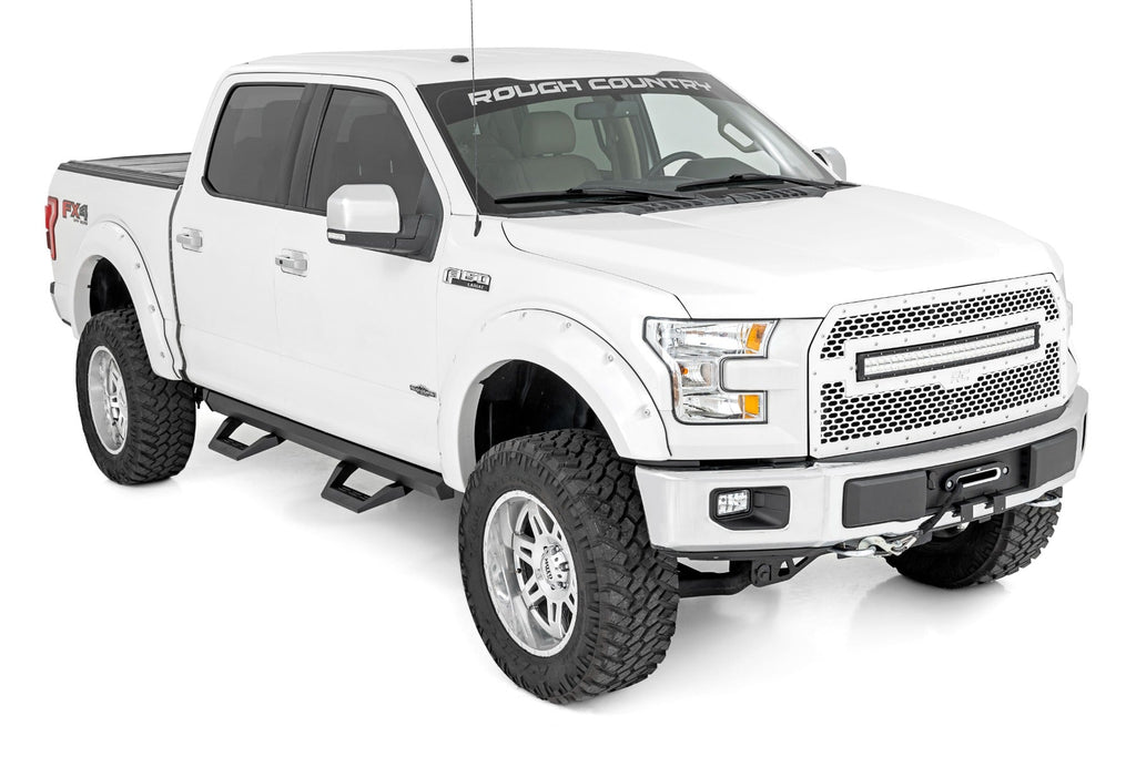 Rough Country Side Steps SRX2 Adjustable Aluminum Step Crew Cab 15-22 Ford F-150/17-22 Super Duty Rough Country - 51008A