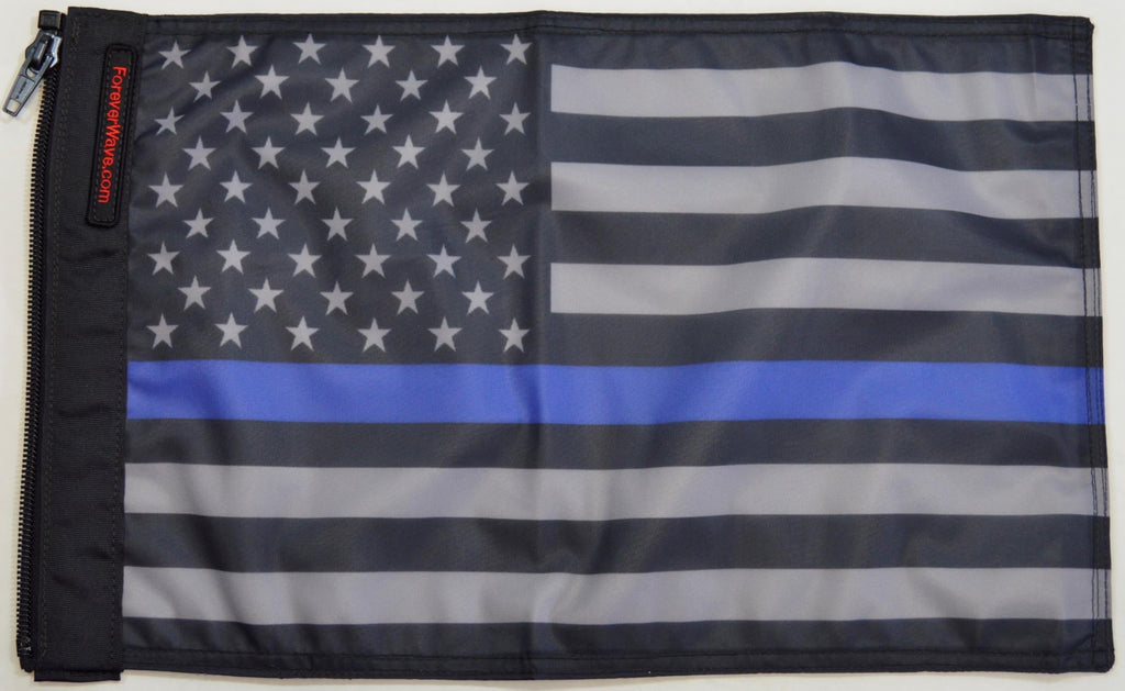 Forever Wave USA Car Flags USA Subdued Thin Blue Line Flag Forever Wave - 5133