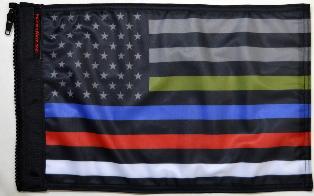 Forever Wave USA Car Flags USA Subdued Honor The 4 Flag Forever Wave - 5198