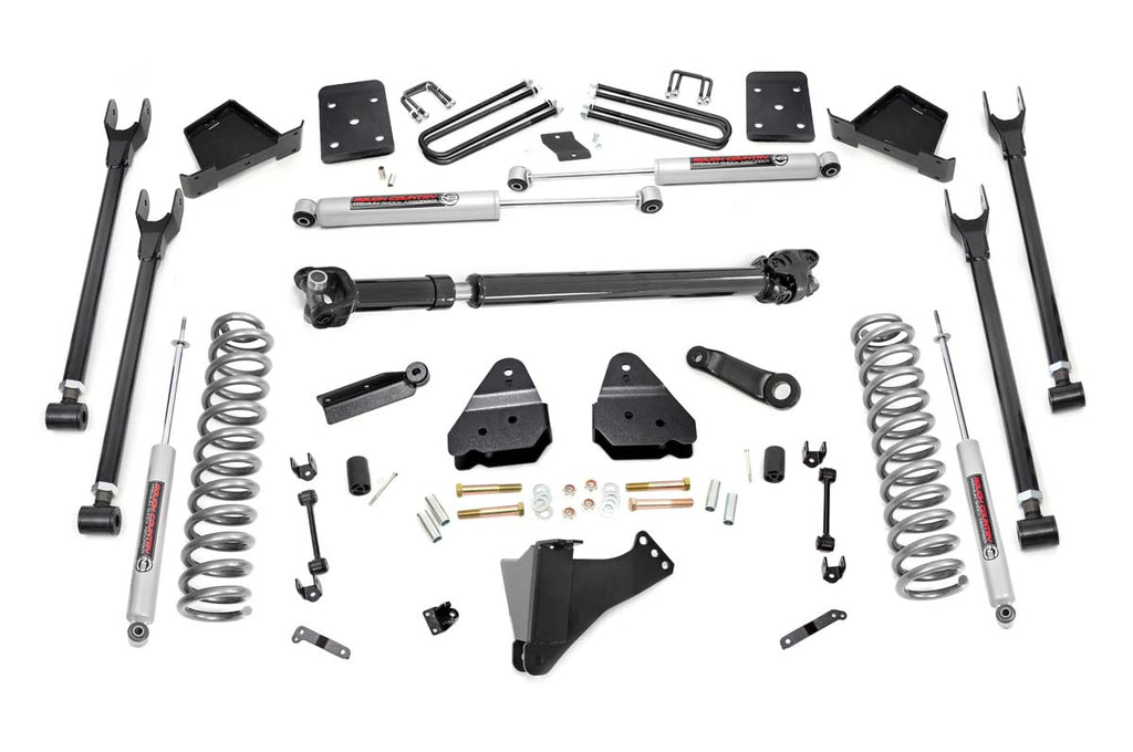 Rough Country Lift Kits 6 Inch Ford 4-Link Suspension Lift Kit w/Front Drive Shaft 17-19 F-250 4WD Diesel w/o Overloads Rough Country - 52621
