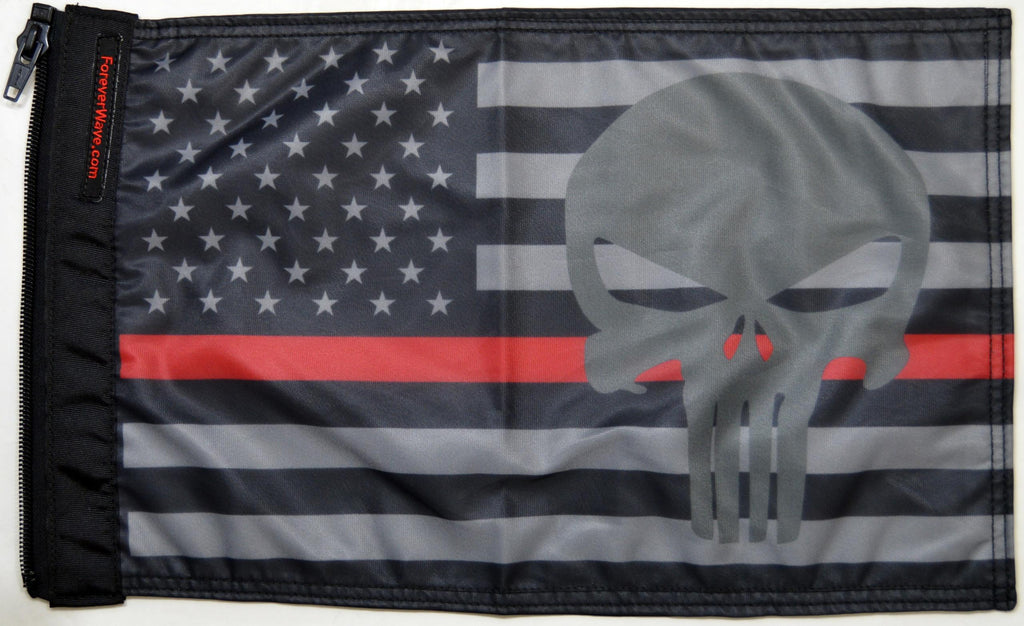 Forever Wave USA Car Flags USA Subdued Thin Red Line Punisher Flag Forever Wave - 5272