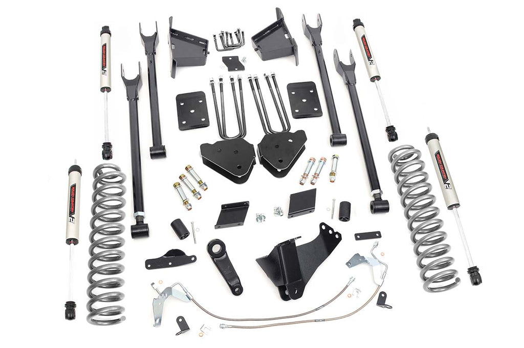 Rough Country Lift Kits 6 Inch Ford 4-Link Suspension Lift Kit No Overload Springs w/V2 Shocks 11-14 F-250 4WD Rough Country - 53270