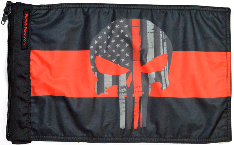 Forever Wave Military Car Flags Thin Red Line Punisher Flag Forever Wave - 5375
