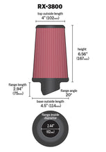 Load image into Gallery viewer, K&amp;N Engineering Air Filters - Universal Fit K&amp;N Filter Universal X Stream Clamp-On 2.438in Flange ID x 4.5in Base OD x 4in Top OD x 6.563in H