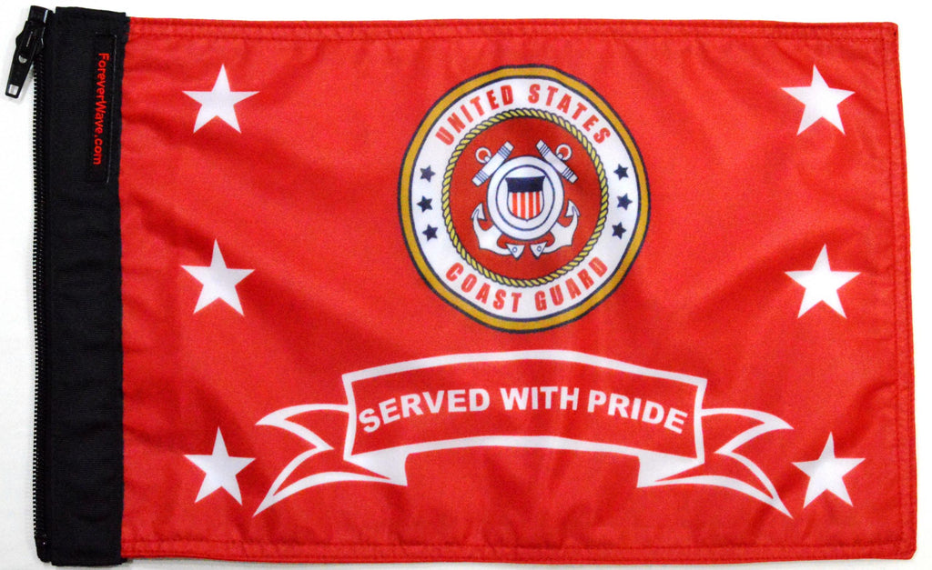 Forever Wave Military Car Flags Coast Guard Served With Pride Flag Forever Wave - 5398