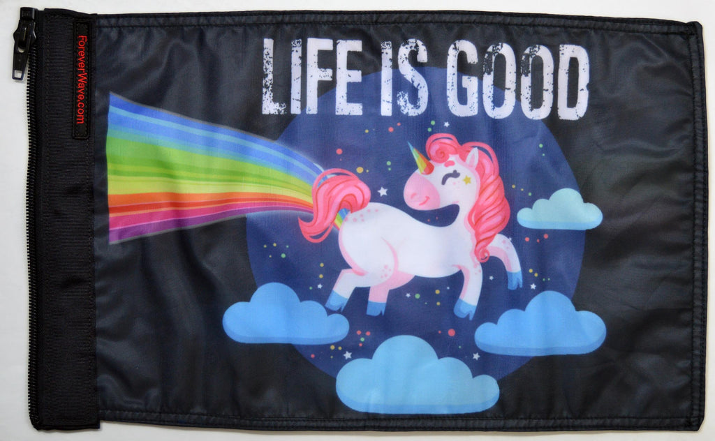 Forever Wave Specialty Car Flags Life Is Good Unicorn Flag Forever Wave - 5456