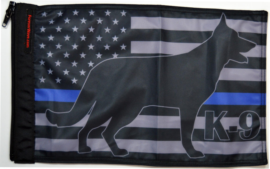 Forever Wave USA Car Flags USA Subdued Thin Blue Line K9 Flag Forever Wave - 5466