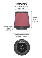 Load image into Gallery viewer, K&amp;N Engineering Air Filters - Universal Fit K&amp;N Filter Universal Rubber Filter 3 1/2 inch Flange 4 5/8 inch Base 3 1/2 inch Top 4 1/2 inch Heigh