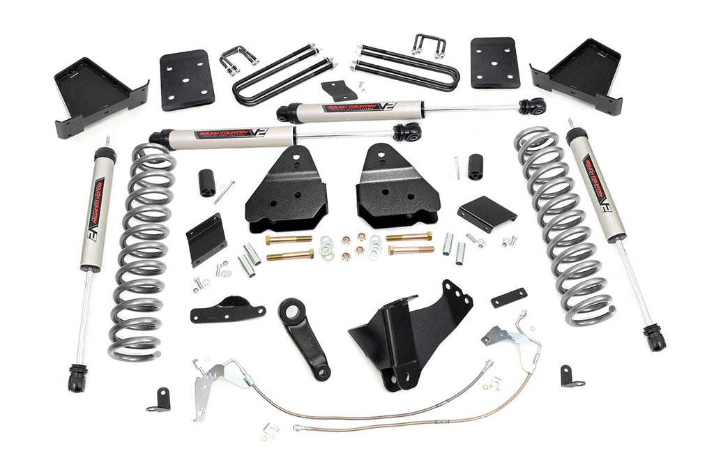 Rough Country Lift Kits 6 Inch Suspension Lift Kit Diesel Rear Overload Springs w/V2 Shocks 11-14 F-250 4WD Rough Country - 56470