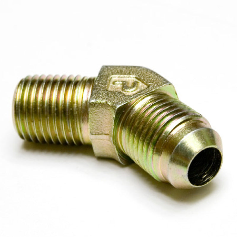 ATP Fittings ATP 1/4in NPT to 6AN Flare, Male to Male, 45 Deg Adapter Fitting