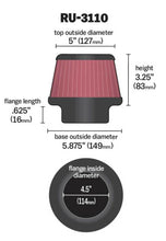 Load image into Gallery viewer, K&amp;N Engineering Air Filters - Universal Fit K&amp;N Universal Rubber Filter Round Tapered 4.5in Flange ID x 5.875 Base OD x 5in Top OD x 3.25in H