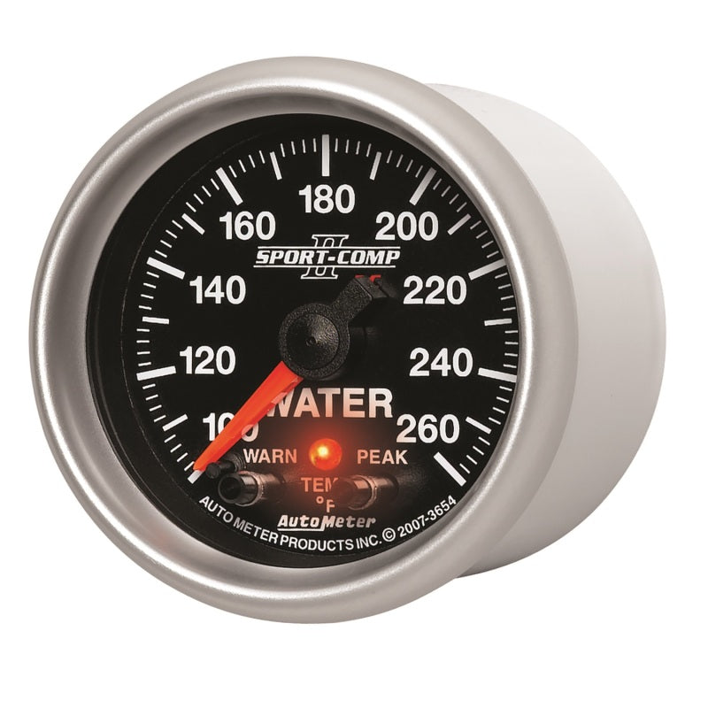 AutoMeter Gauges Autometer Sport-Comp II 52.4mm 100-260 Deg F Water Temp Peak & Warn w/ Electronic Control Gauge