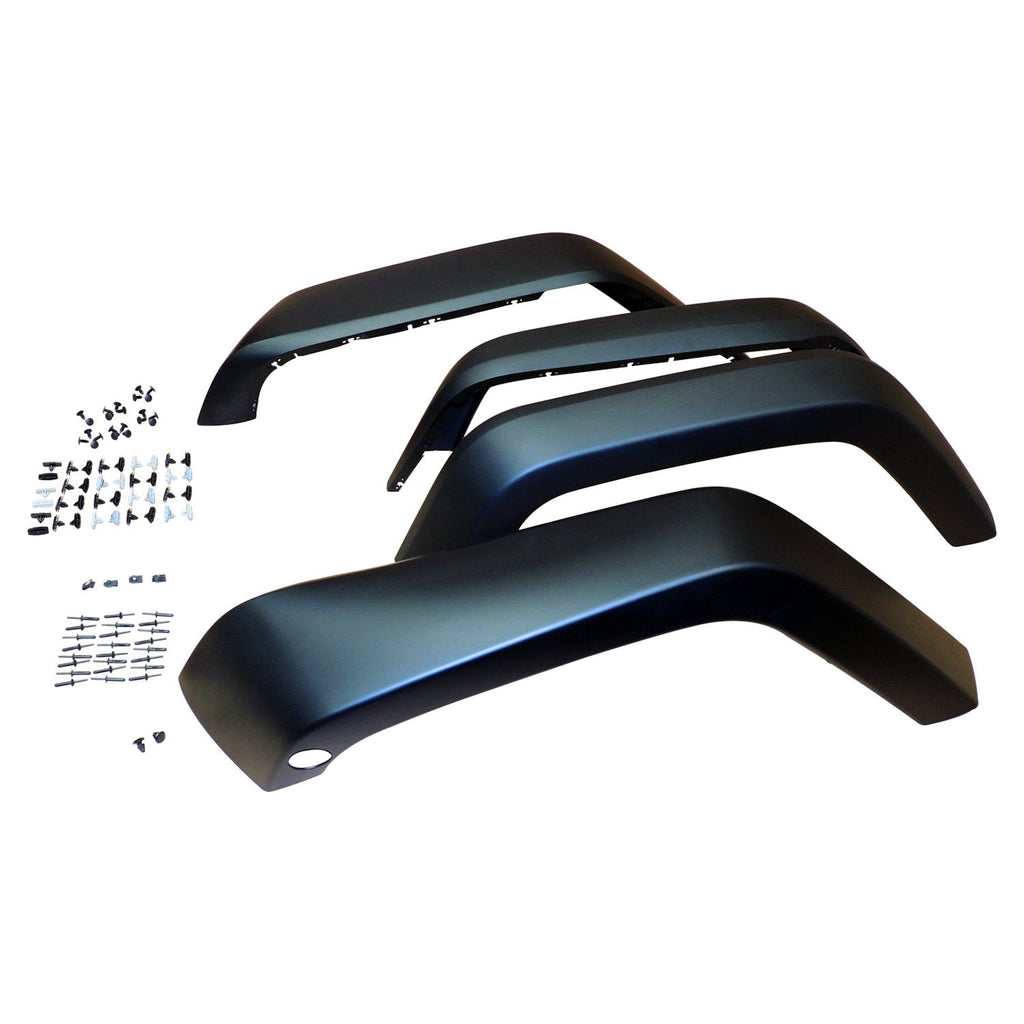 Crown Automotive Jeep Replacement Fender Flare Set Smooth Paintable Fender Flare Kit for 07-18 Jeep JK Wrangler; 4 Flares, Hardware - 5KCK