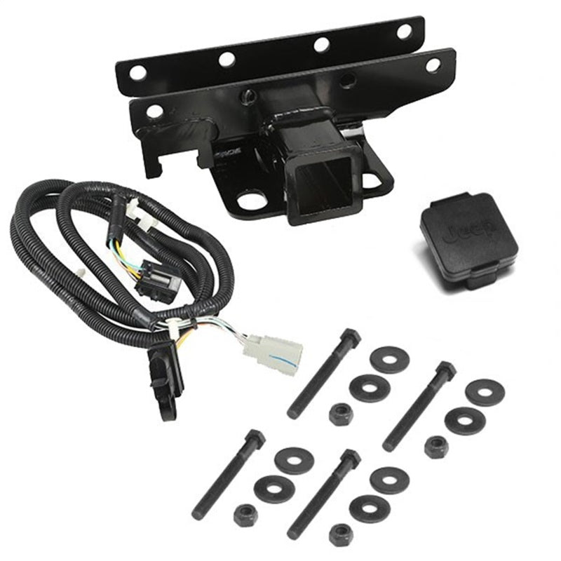 Rugged Ridge Hitch Accessories Rugged Ridge Receiver Hitch Kit Jeep Logo 07-18 Jeep Wrangler