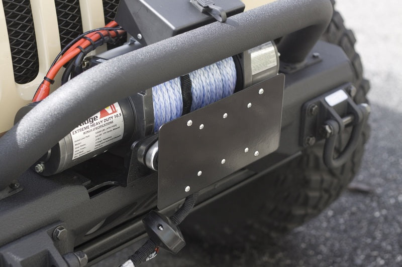 Rugged Ridge Apparel Rugged Ridge Front Hawse Fairlead License Plate Mounting Bracket