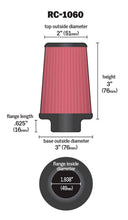 Load image into Gallery viewer, K&amp;N Engineering Air Filters - Universal Fit K&amp;N Universal Chrome Filter 1 15/16 inch FLG / 3 inch Base / 2 inch Top / 3 inch Height