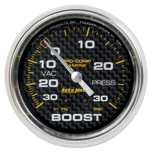 Load image into Gallery viewer, AutoMeter Gauges Autometer Marine Carbon Fiber Gauge 2-5/8in Mechanical Vacuum/Boost Gauge 30INHG-30PSI