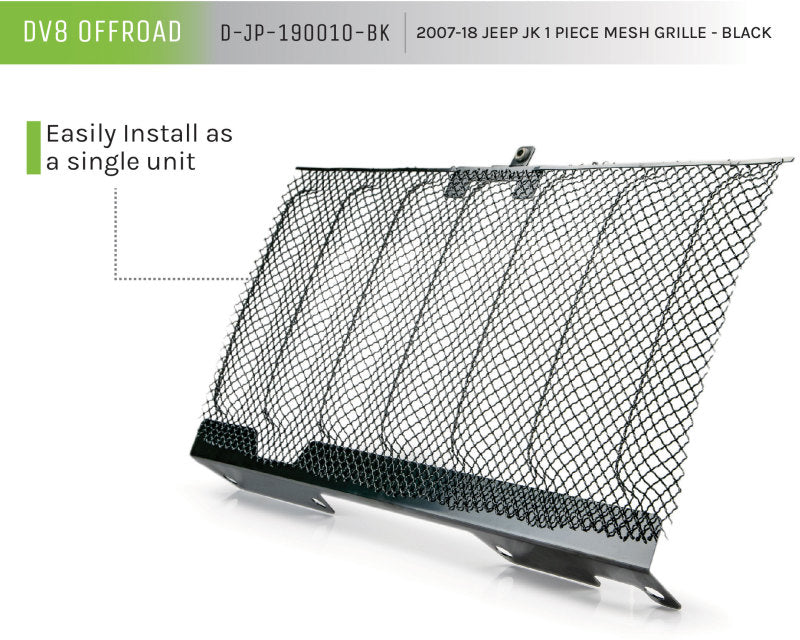 DV8 Offroad Grilles DV8 Offroad 2007-2018 Jeep JK Black Mesh Grille