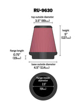 Load image into Gallery viewer, K&amp;N Engineering Air Filters - Universal Fit K&amp;N Universal Tapered Filter 2.5in Flange ID x 4.5in Base OD x 3.5in Top OD x 5in Height