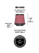Load image into Gallery viewer, K&amp;N Engineering Air Filters - Universal Fit K&amp;N Filter Universal Rubber Filter Round Tapered 4.5in  Flange 5.875in Base 4.5 inch Top 6in  Height