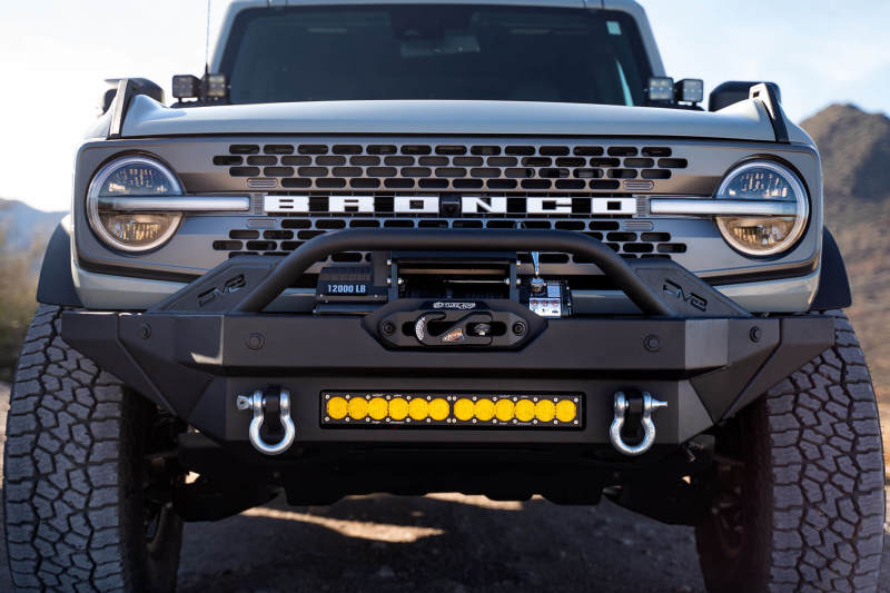 DV8 Offroad Bumpers - Steel DV8 Offroad 2021+ Ford Bronco Modular Front Bumper Winch Capable w/ Auxiliary Light Mounts