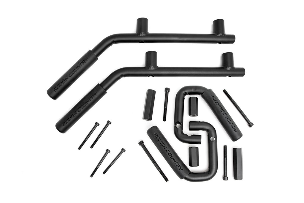 Rough Country Grab Handles Jeep Solid Steel Grab Handle Set 07-18 Wrangler JK Black Rough Country - 6503