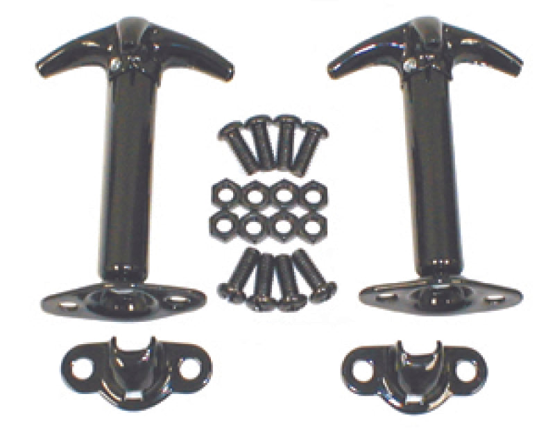 Rugged Ridge Brackets Rugged Ridge 41-95 Jeep CJ / Jeep Wrangler Black Hood Catch Kit