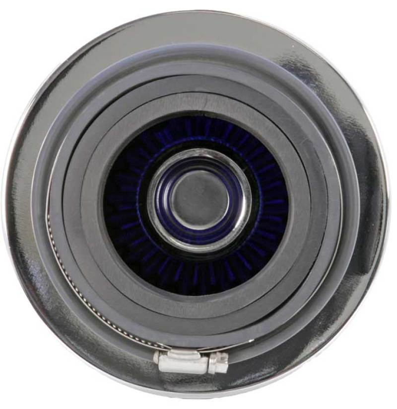 K&N Engineering Air Filters - Universal Fit K&N Universal Air Filter Chrome Round Tapered Blue - 4in Flange ID x 1.125in Flange Length x 5.5in H