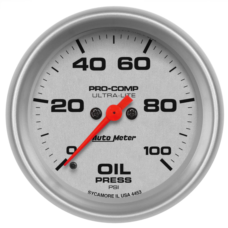 AutoMeter Gauges Autometer Ultra-Lite 66.7mm Full Sweep Electronic 0-100 PSI Oil Pressure Gauge