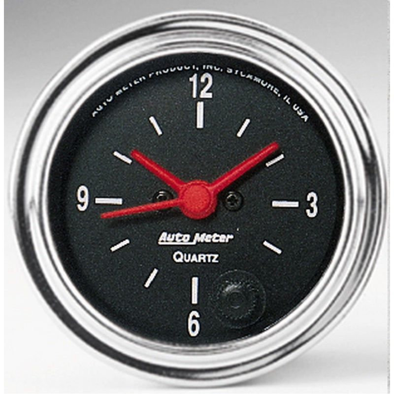 AutoMeter Gauges Autometer Traditional Chrome 2-1/16in 12HR Analog Clock Gauge