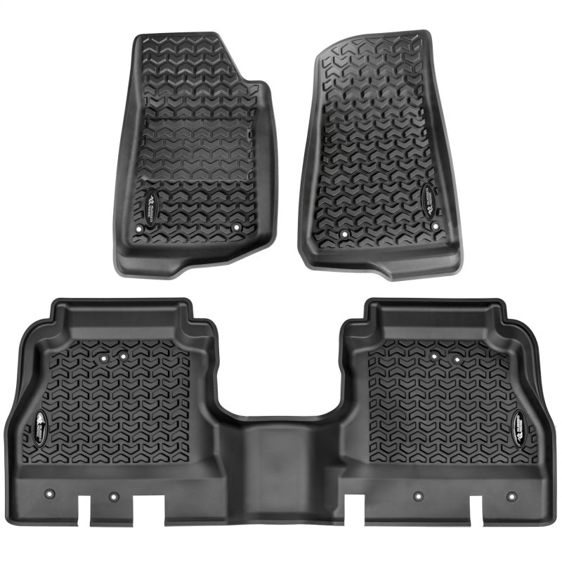 Rugged Ridge Floor Mats - Rubber Rugged Ridge Floor Liner Kit Black F/R 20-21 Jeep Gladiator (JT)