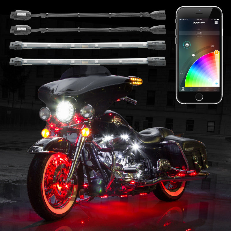 XKGLOW Light Accessories and Wiring XK Glow Strip Million Color XKCHROME ATV/Motorcycle LED Accent Light Kit (14xPod + 12x10In)