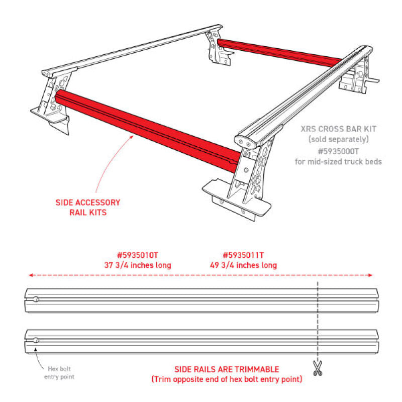 Go Rhino Truck Bed Rack Go Rhino Universal XRS 37 3/4 Cross Rail Accessory Set - Tex. Black