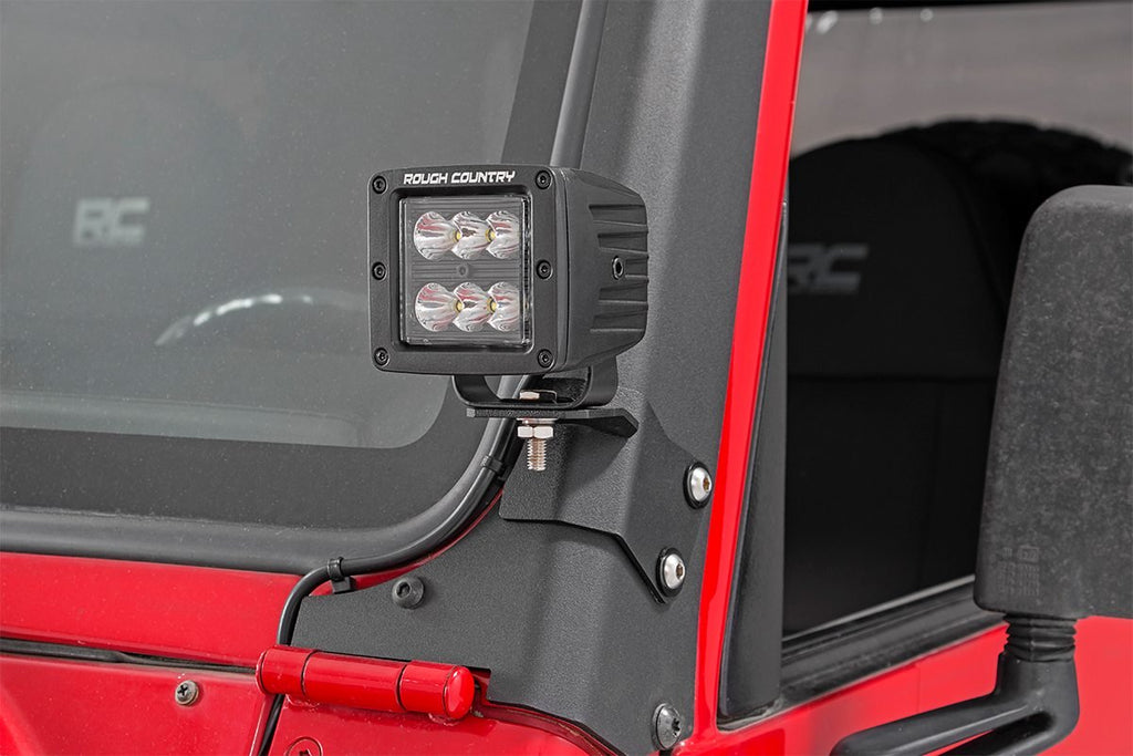 Rough Country A Pillar Light Mount Jeep Lower A-Pillar Light Mounts 97-06 Wrangler TJ Rough Country - 70046