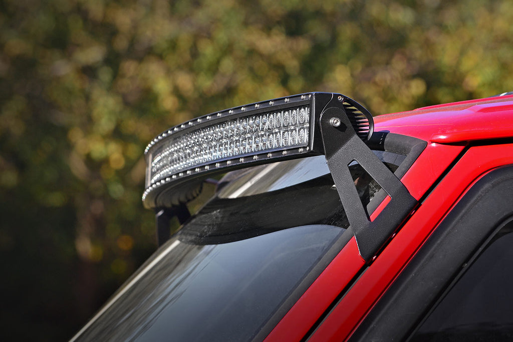 Rough Country LED Light Bars Jeep 50-inch Black Series Curved LED Light Bar Upper Windshield Kit 84-01 Jeep XJ Cherokee Rough Country - 70072