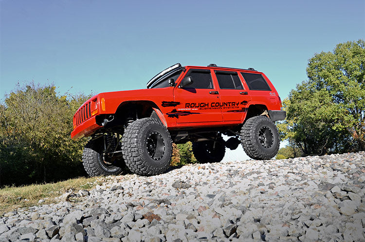 Rough Country LED Light Bars Jeep 50-inch Black Series Curved LED Light Bar w/DRL Upper Windshield Kit 84-01 Jeep XJ Cherokee Rough Country - 70074