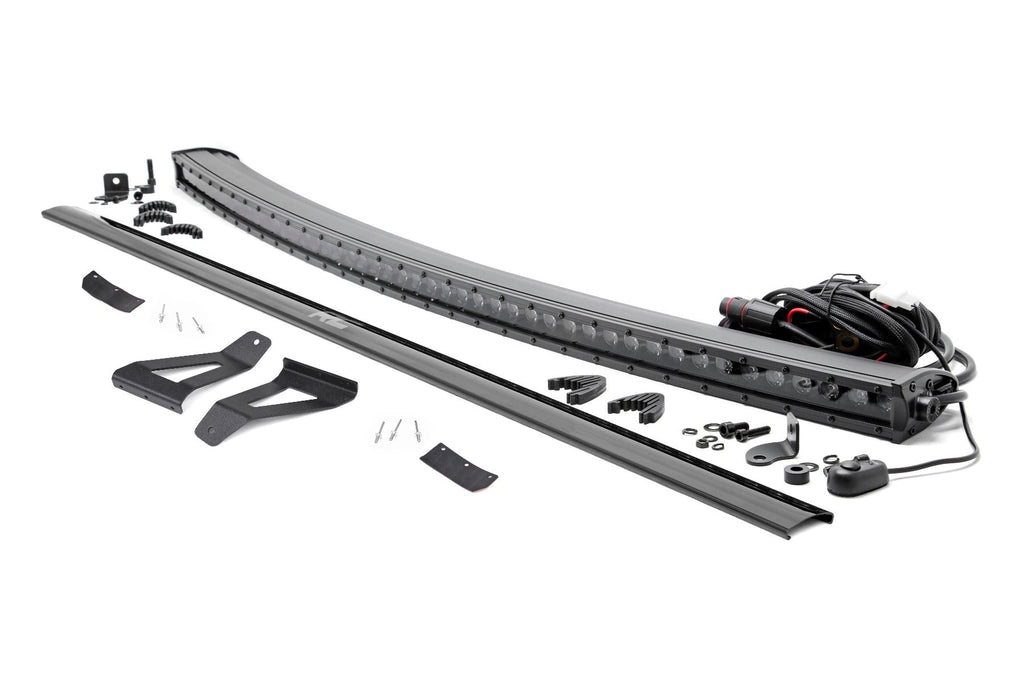 Rough Country LED Light Bars Jeep 50-inch Single Row Black Series Curved LED Light Bar Upper Windshield Kit 84-01 Jeep XJ Cherokee Rough Country - 70075