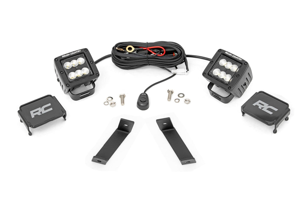 Rough Country LED Light Kit LED Light Kit Ditch Mount 2 Inch Black Pair Flood Jeep KL 14-21 Rough Country - 70079