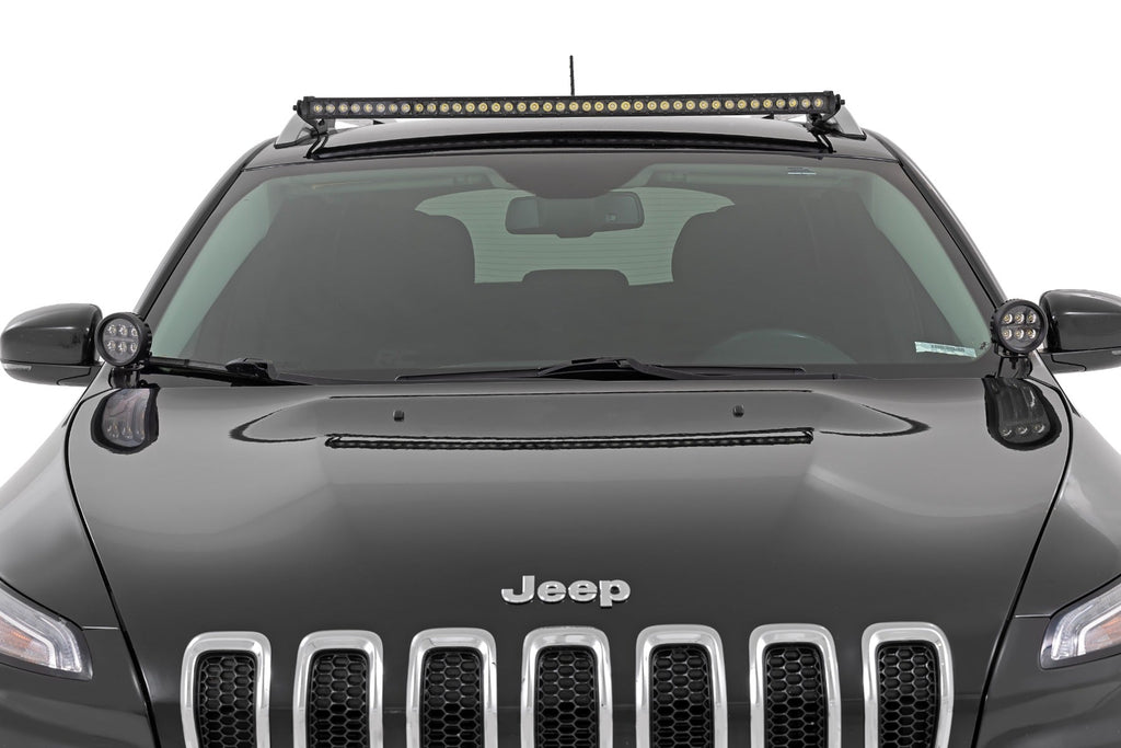 Rough Country LED Light Kit LED Light Kit Ditch Mount 2 Inch Black Pair Flood Jeep KL 14-21 Rough Country - 70079