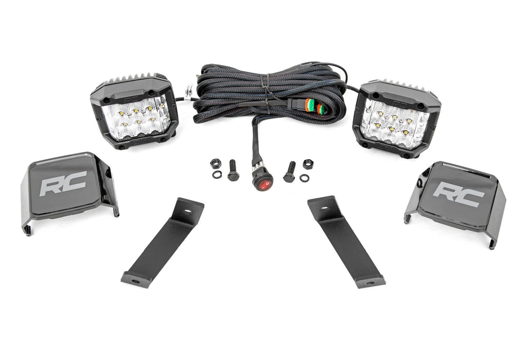 Rough Country LED Light Kit LED Light Kit Ditch Mount 3 Inch OSRAM Wide Jeep KL 14-21 Rough Country - 70082