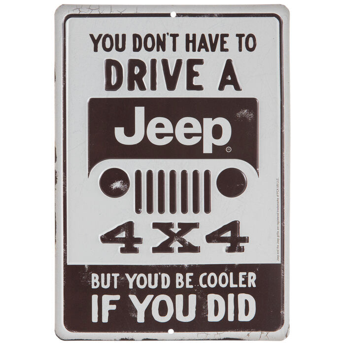 ORB Brown & White Jeep Metal Sign
